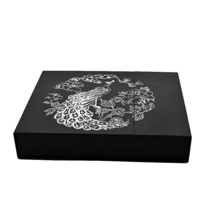 黒い磁気閉鎖した両開き扉の開いた香水箱の売り手 Black Magnetic Closed Double Door Open Perfume Boxes Vendor