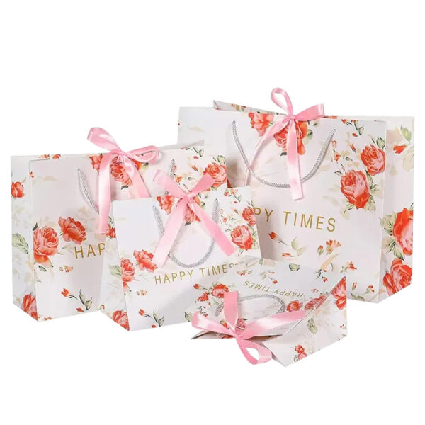 Custom Logo Perfume Gift Paper Bags with Ribbon Closure OEM