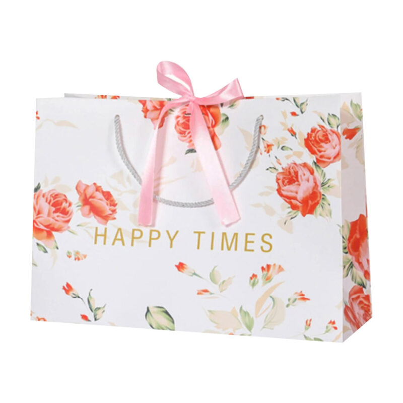 Custom Logo Perfume Gift Paper Bags with Ribbon Closure OEM