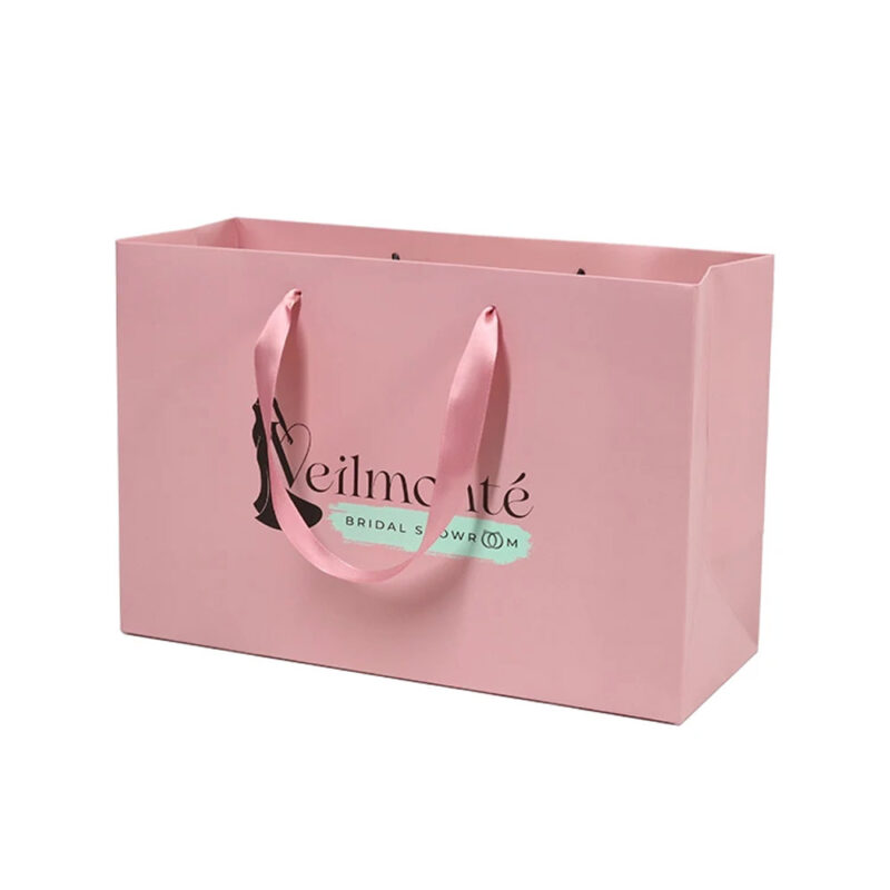 Wholesale Logo Printing Pink Shopping Paper Perfume Bags