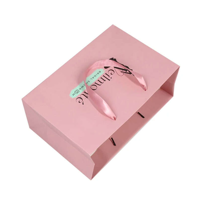 Wholesale Logo Printing Pink Shopping Paper Perfume Bags