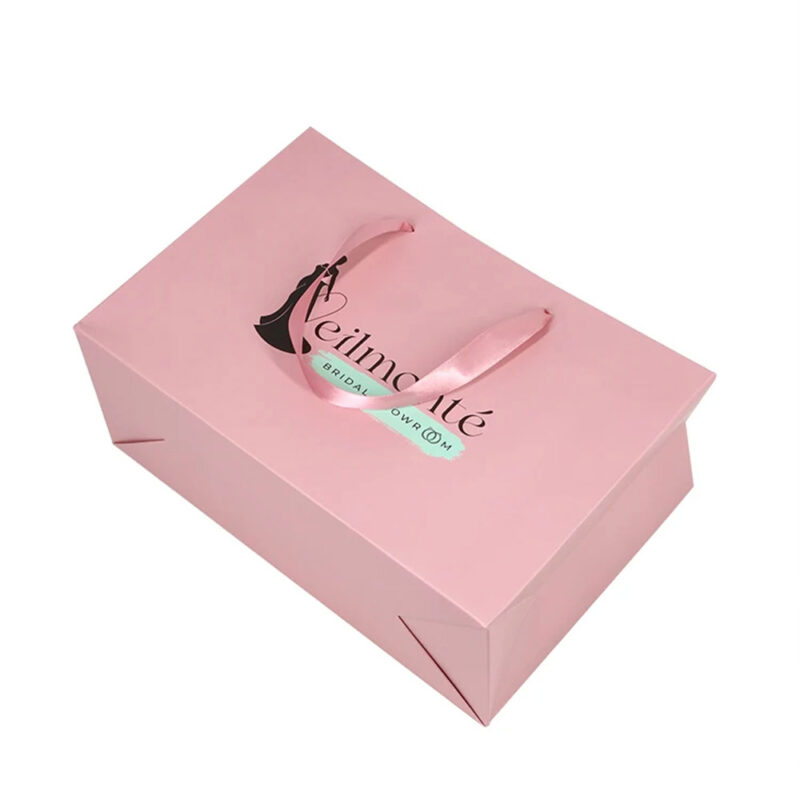 Wholesale Logo Printing Pink Shopping Paper Perfume Bags