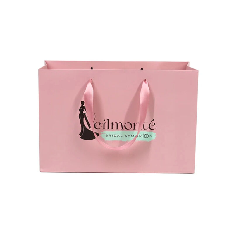 Wholesale Logo Printing Pink Shopping Paper Perfume Bags