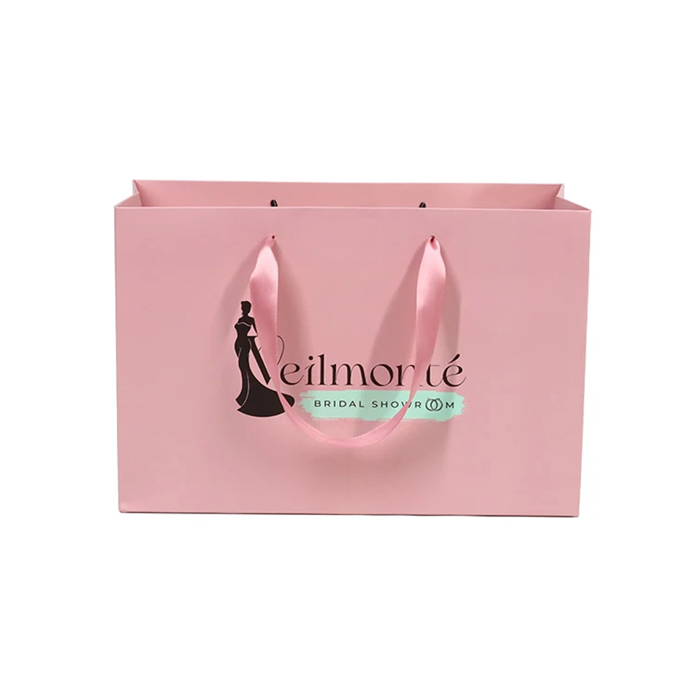 Wholesale Logo Printing Pink Shopping Paper Perfume Bags