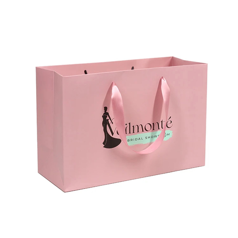 Wholesale Logo Printing Pink Shopping Paper Perfume Bags